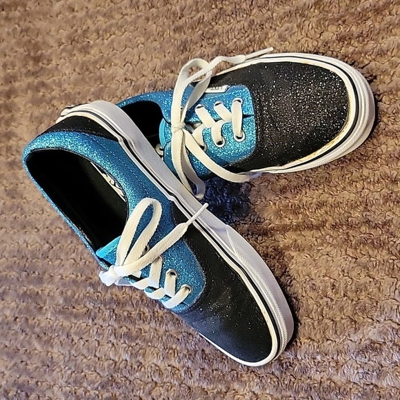 Vans Shoes - Vans Sparkly Black Blue Shoes Size 7